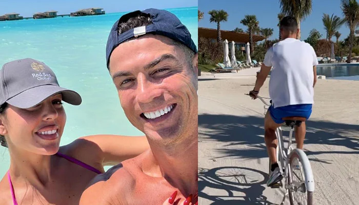 Cristiano Ronaldo Goes Cycling on Saudi Beach with Girlfriend Georgina Rodriguez